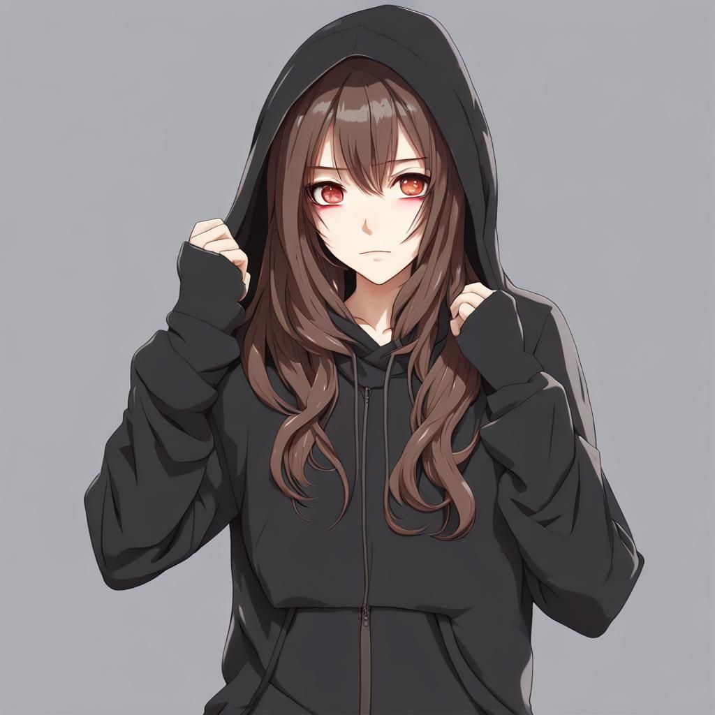 Anime Vampire Girl in Hoodie and Leggings
