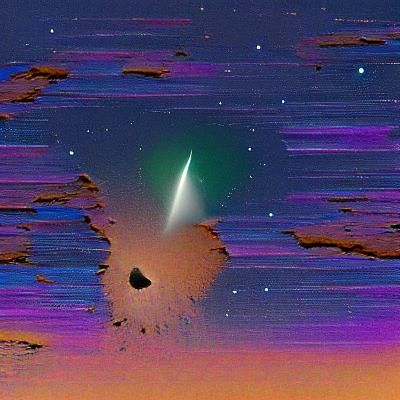 Dramatic Comet Streaking Across Night Sky