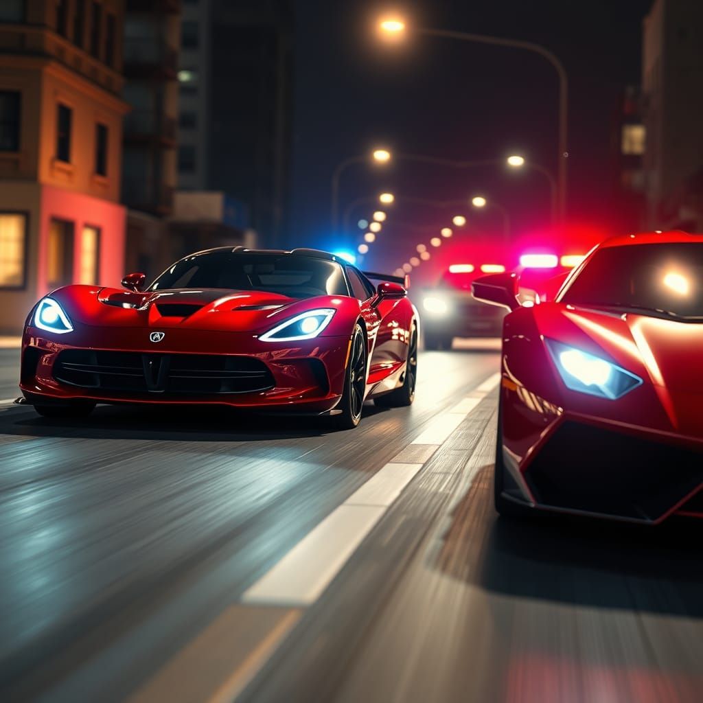 Hyperrealistic Street Race at Golden Hour