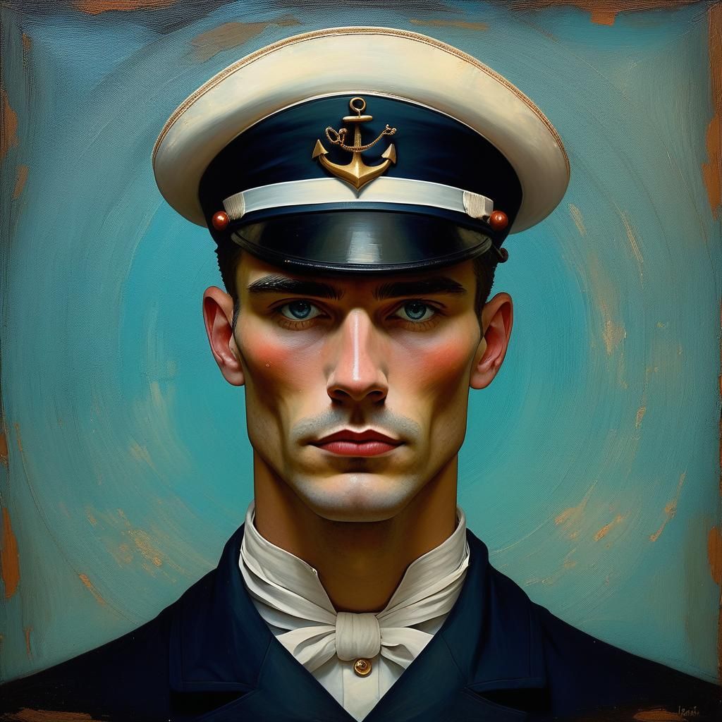 Portrait of Young Sailor man in 1959's