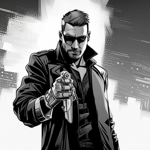 Cybernetic Arm Illustration in Sin City Style