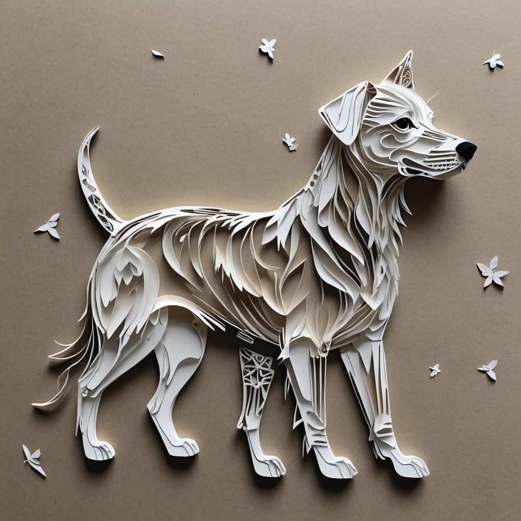 Paper Cut Art Dog: Colorful Canine Creation