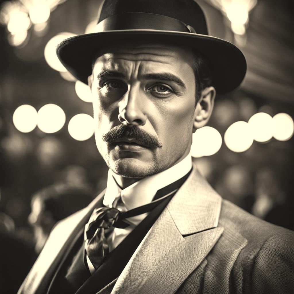 1920s man in sjako portrait with extraordinary details. Eleg...