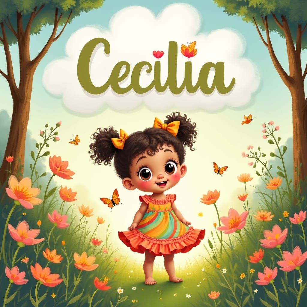 Whimsical Infant Girl in Rainbow Dress with Wildflowers and ...