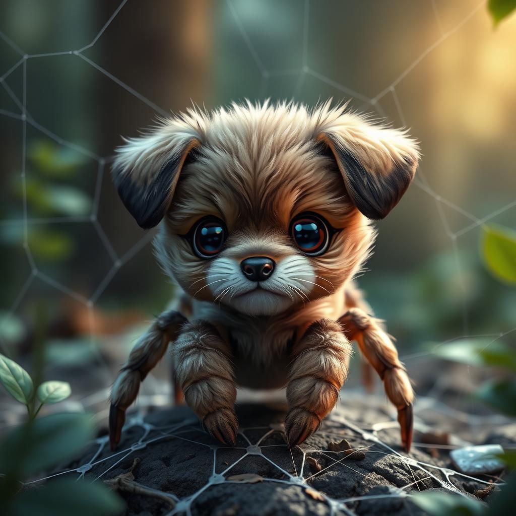 Chibi Spider Puppy Hybrid in Detailed Digital Painting