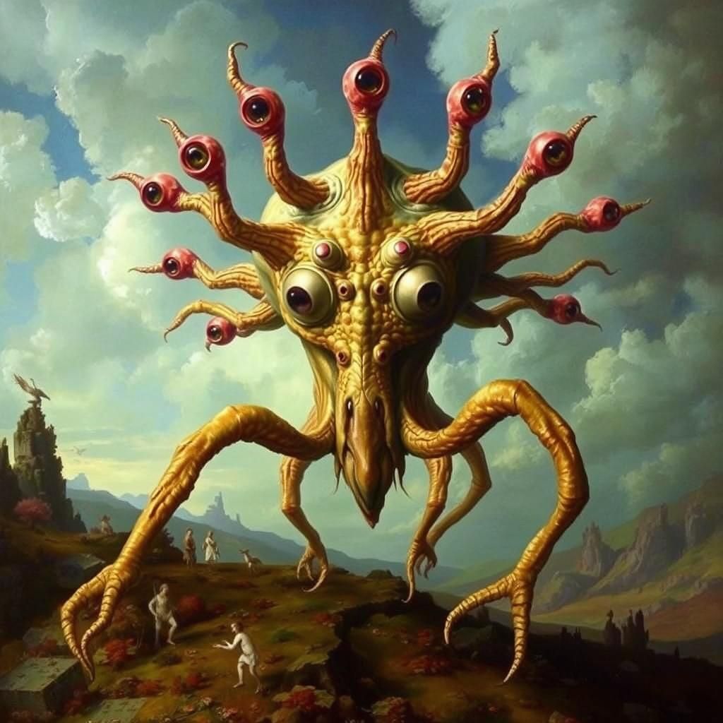 Surreal Creature with Many Eyes, Dreamlike Art