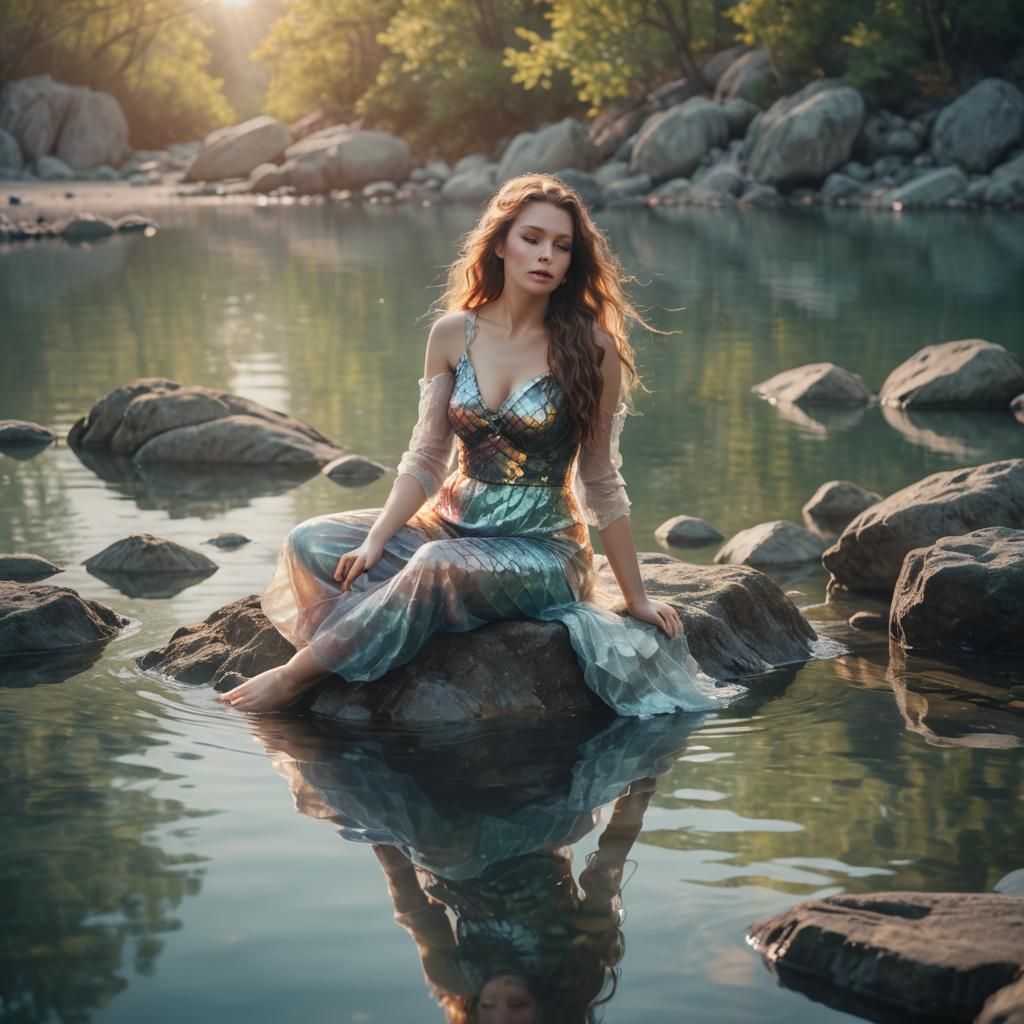 Happy Siren in Surreal Dreamscape, 8k