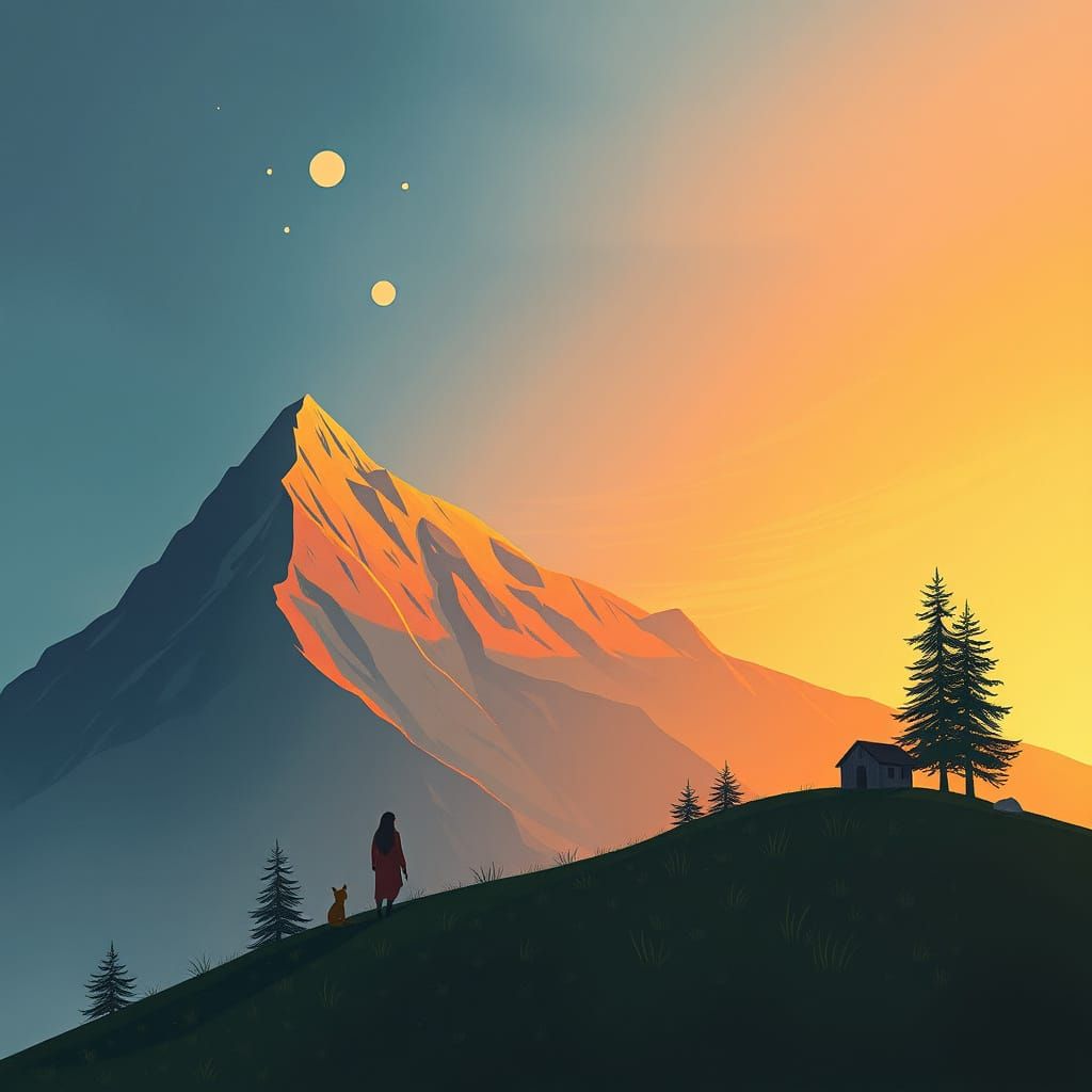 Mountain Sunrise and Twilight Hill Dwellers