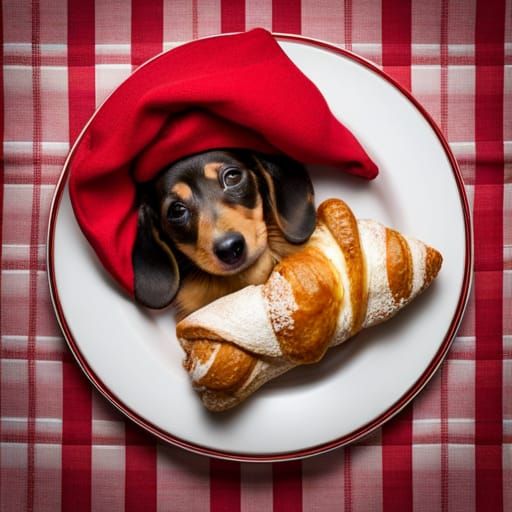 Adorable Dachshund Puppy Croissant Sandwich
