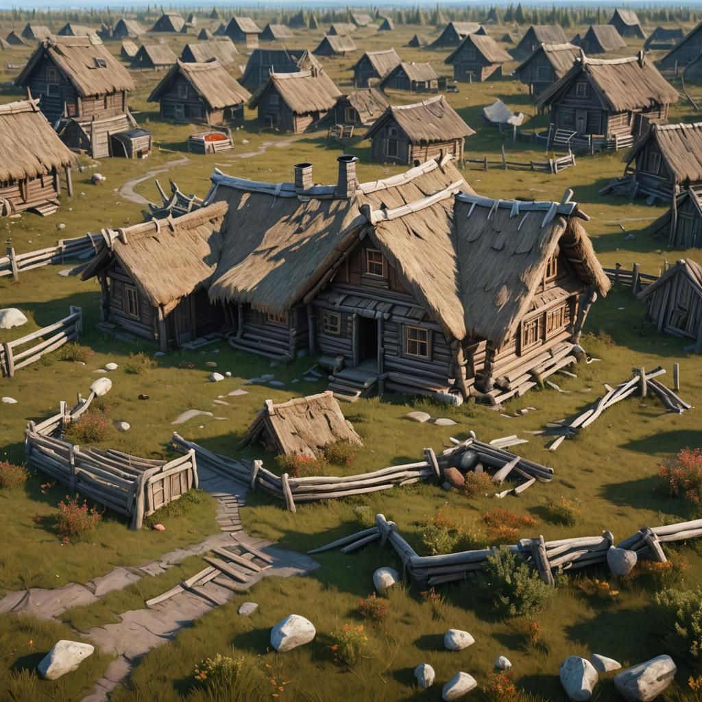 Ramshackle House on Chicken Feet in Tundra Landscape