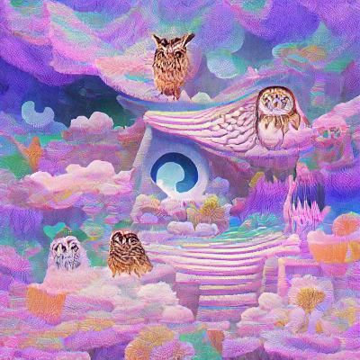 Owl in a Surreal Dream Realm