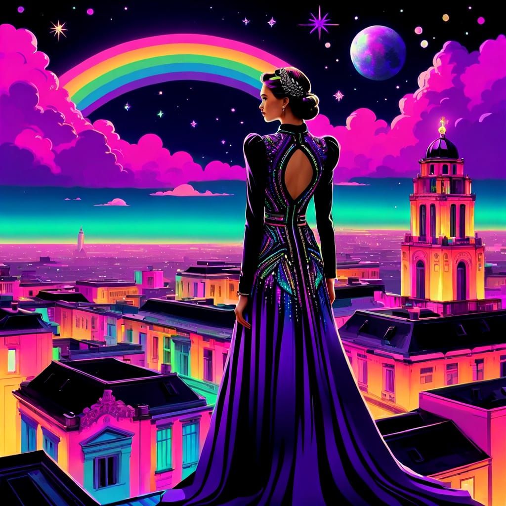 Vibrant Rainbow Neon Formal Dress