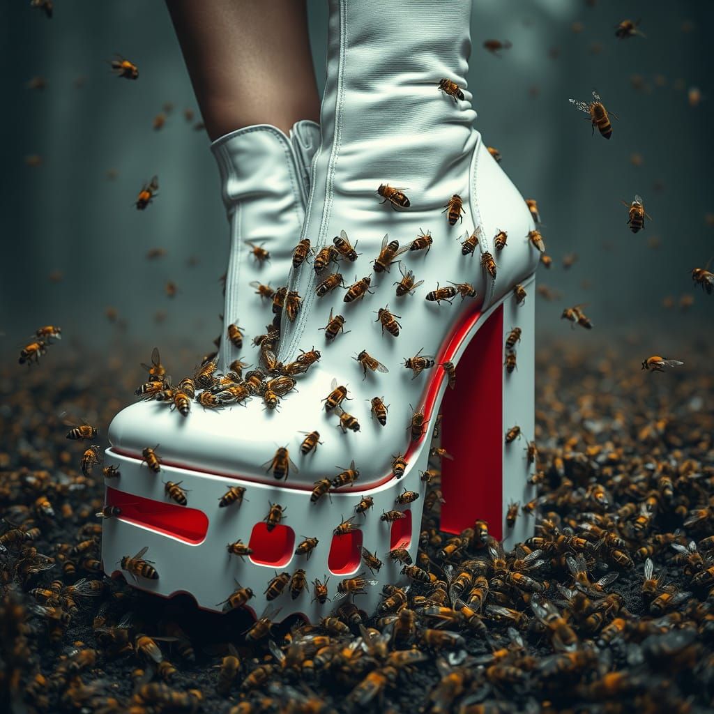 Bees Overrun Platform Shoes in Dystopian Style