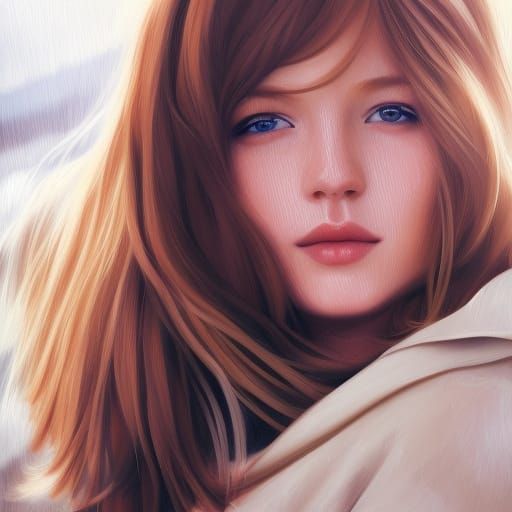 City Pop Girl Portrait in Impressionist Style