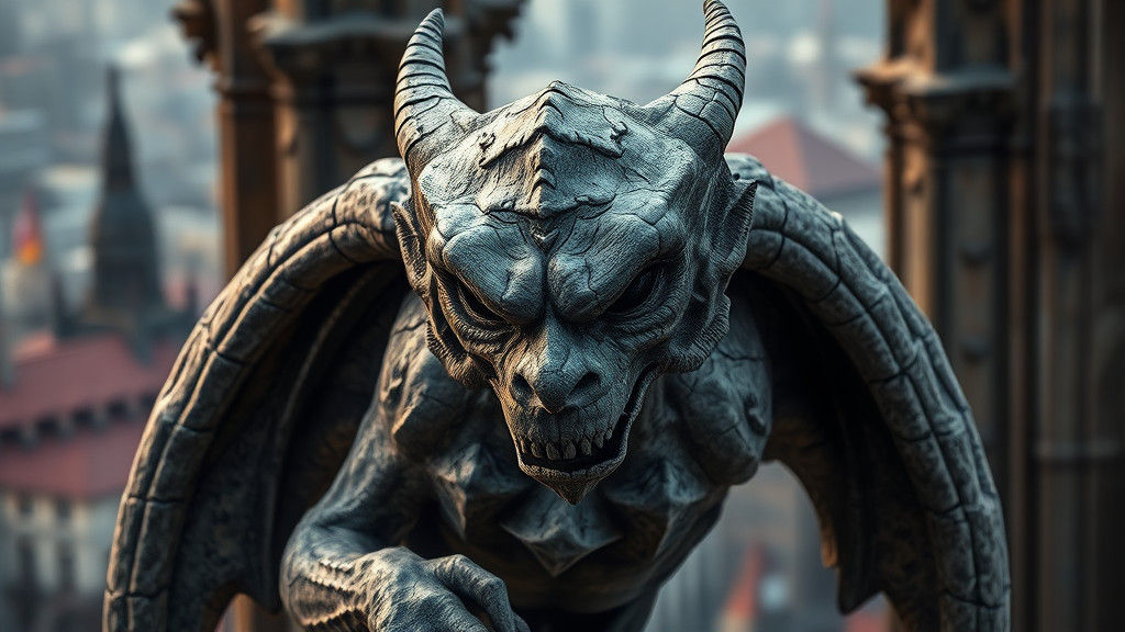 Cathedral Gargoyle in Ultra-Realistic Dark Fantasy Style