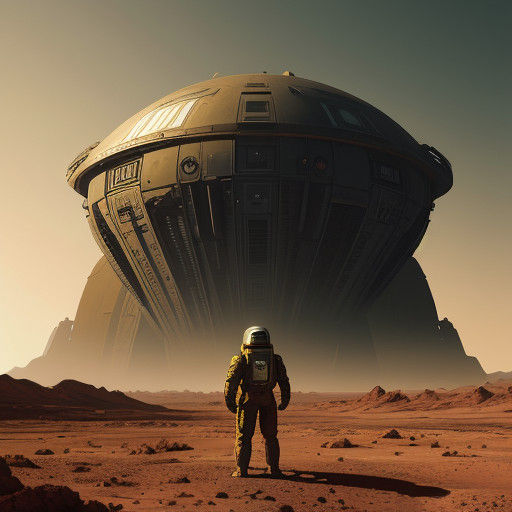 Ancient Alien Ruins on Mars - Retro Futuristic Landscape