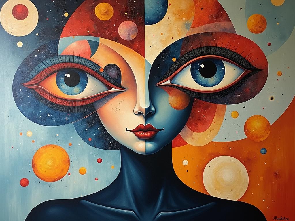 Surreal Geometric Portrait Reflecting the Inner Cosmos