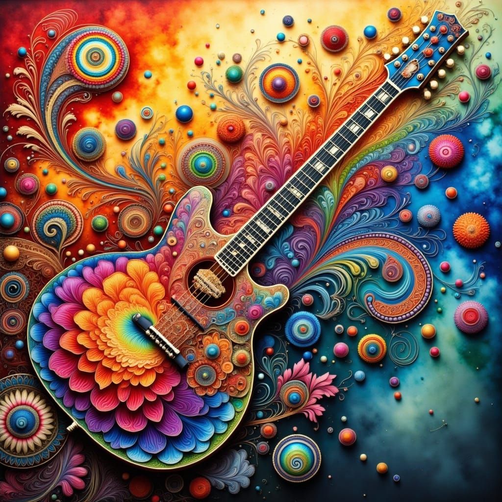 Exploding Guitar of Autumn Colors in Golden Hour Light