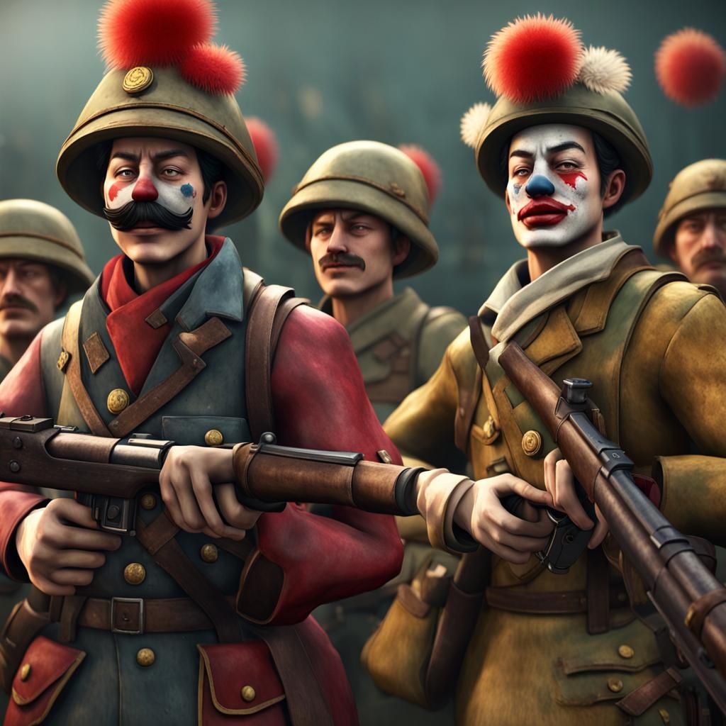 Clown Soldiers Unite: 3D Game Cinematic Masterpiece