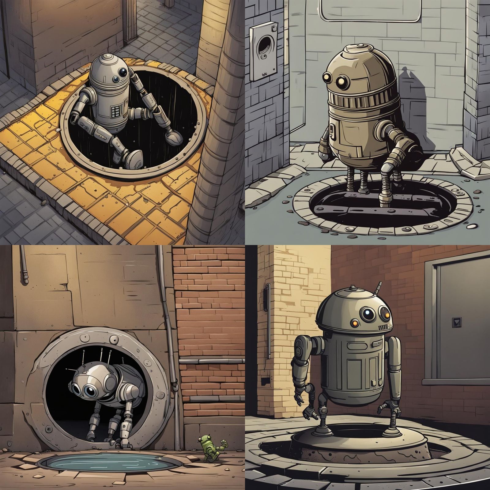 Droid Emerges from City Manhole