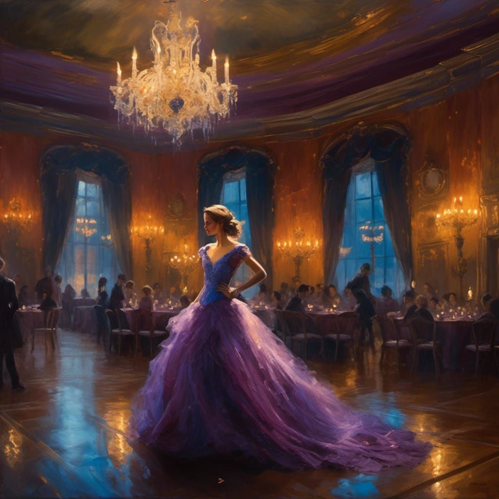 Ghostly Ballroom Figure in Oil on Canvas Style