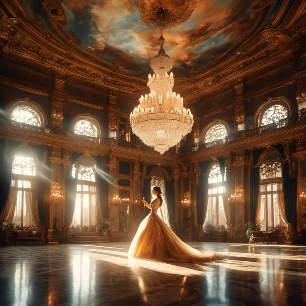 Ethereal Ball in Ornate Ballroom: a Matte Painting