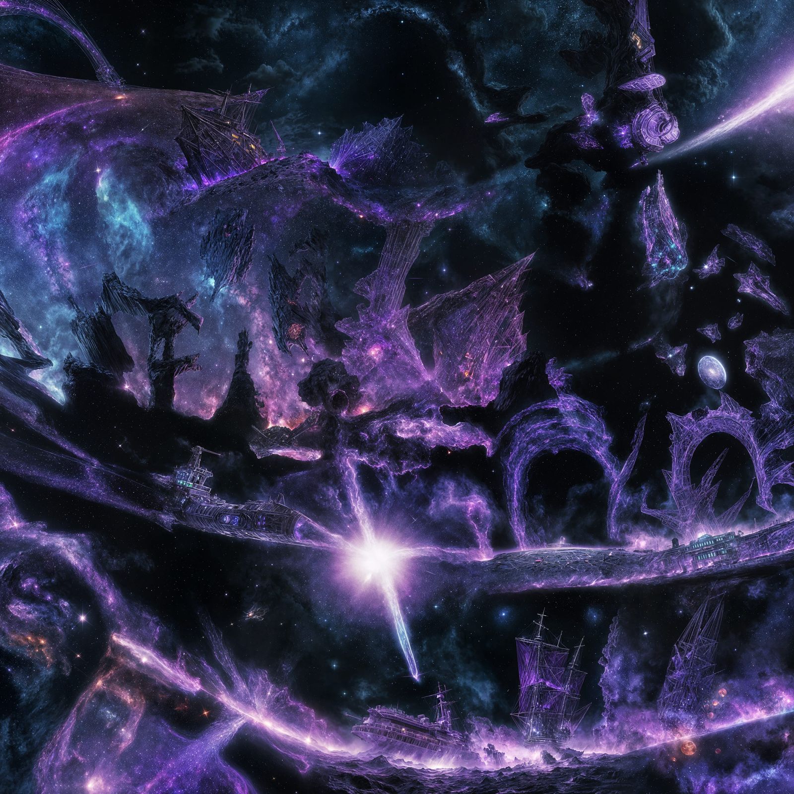 Ethereal Space Pirate Ship in Cosmic Glory