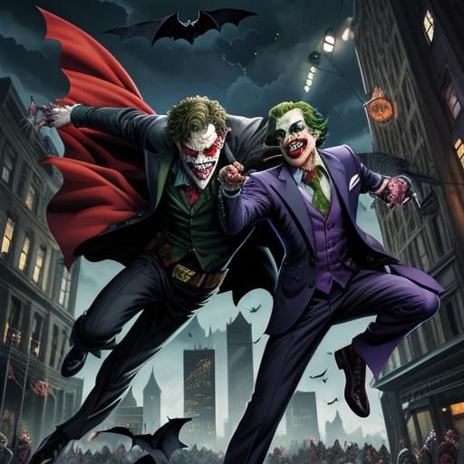Batman Versus Joker in Comic Book Art