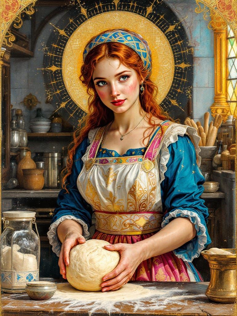 Psychedelic Baker Portrait with Byzantine Halos