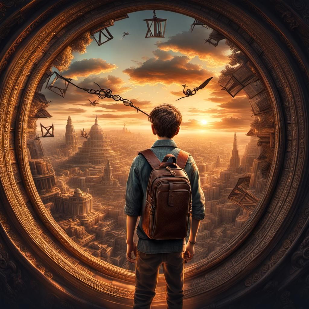 Boy's Dream Time Travel in Detailed 3D Rendering