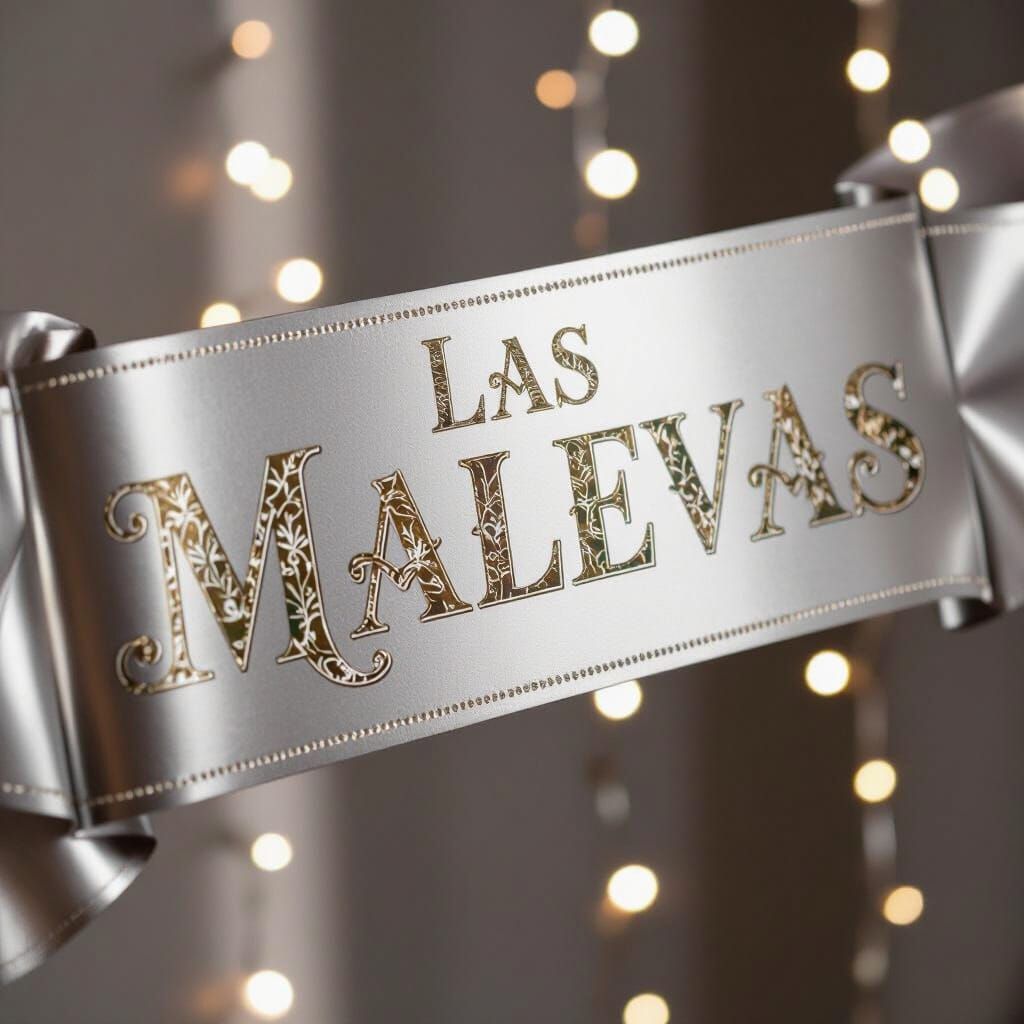Ornate Silver Banner "LAS MALEVAS" in Argentinian Style