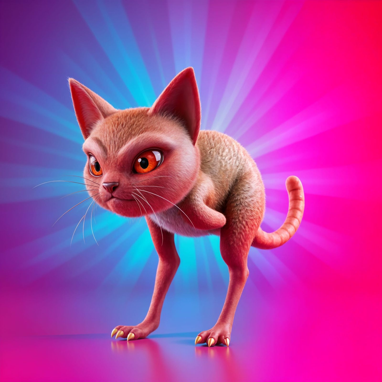Pixar-Inspired Red Kiwi Cat Concept Art