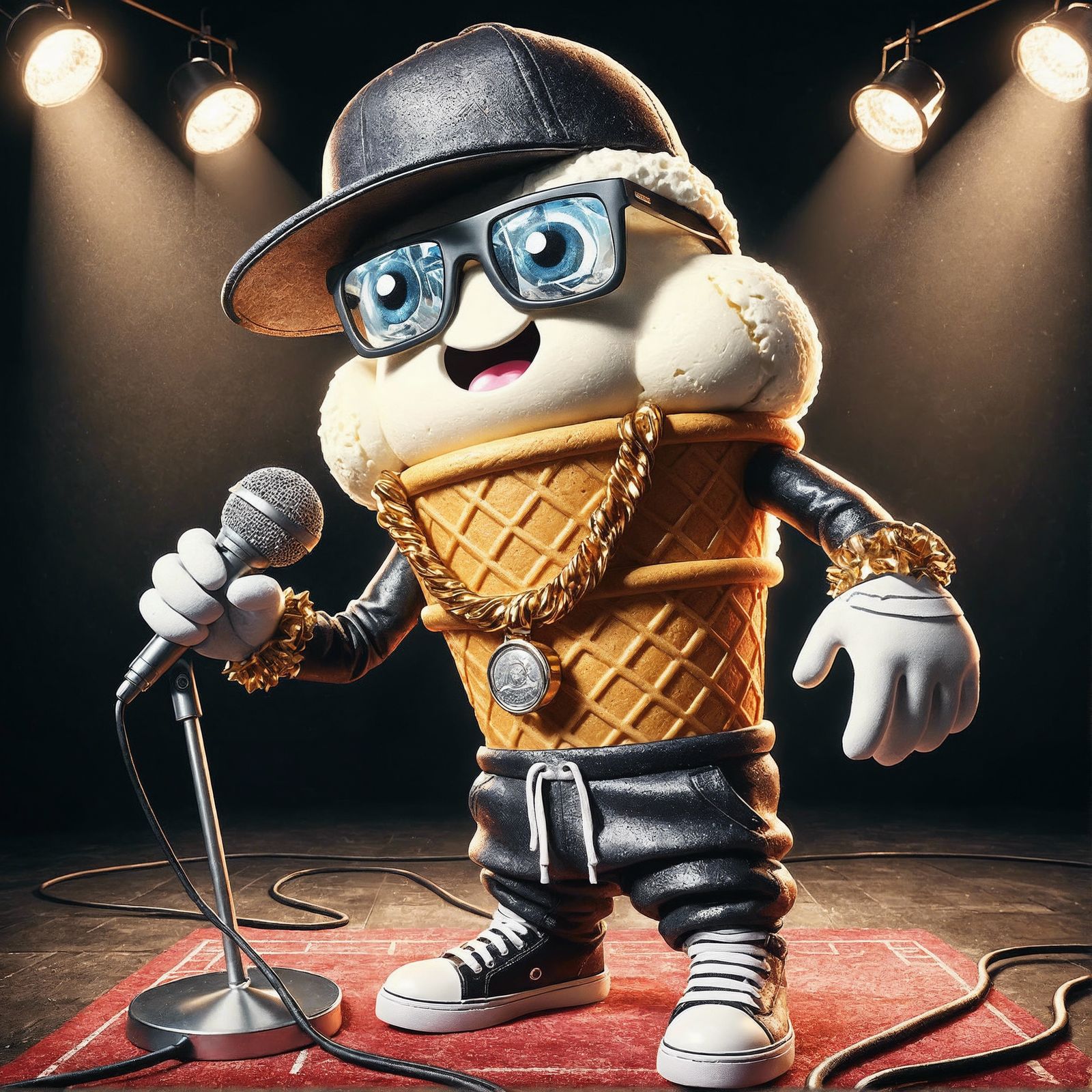 Vanilla Ice Cream Rapper: Oil Painting Illustration