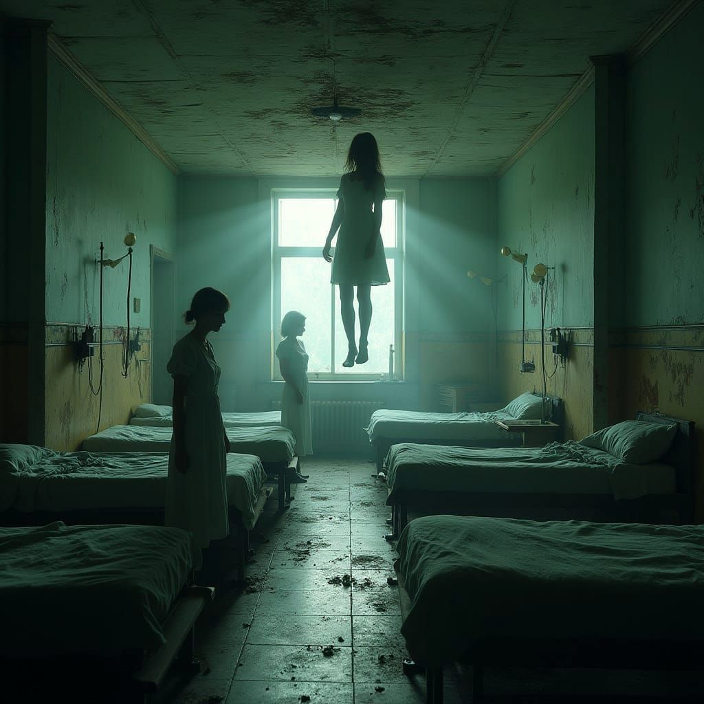 Decaying Sanatorium Ward in Horror Style