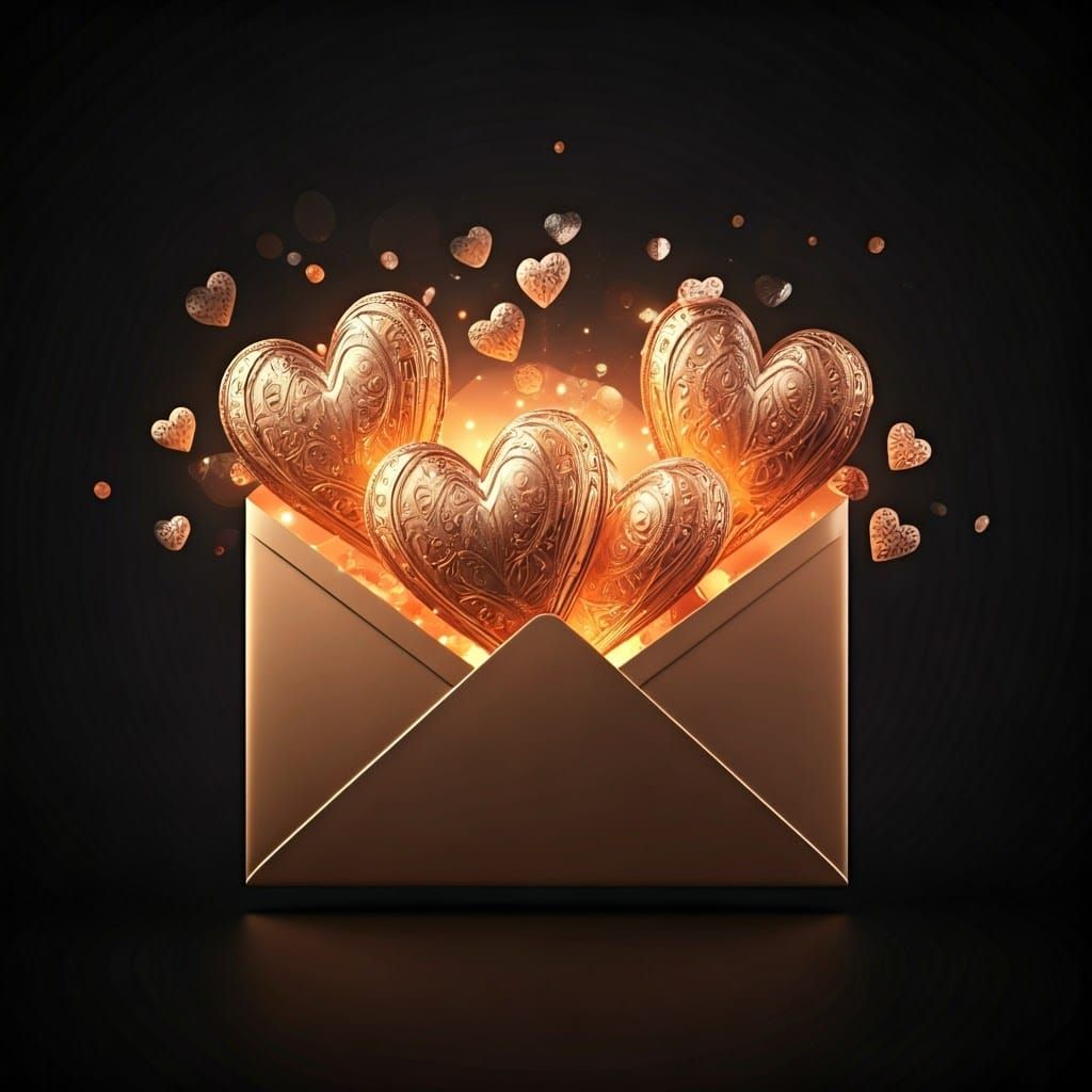 Glamorous Art Deco Valentine's Day Card with Glowing Floatin...