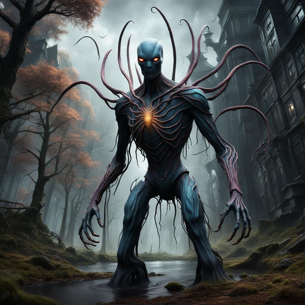 Slender Man: Detailed Matte Painting in Fantasy Style