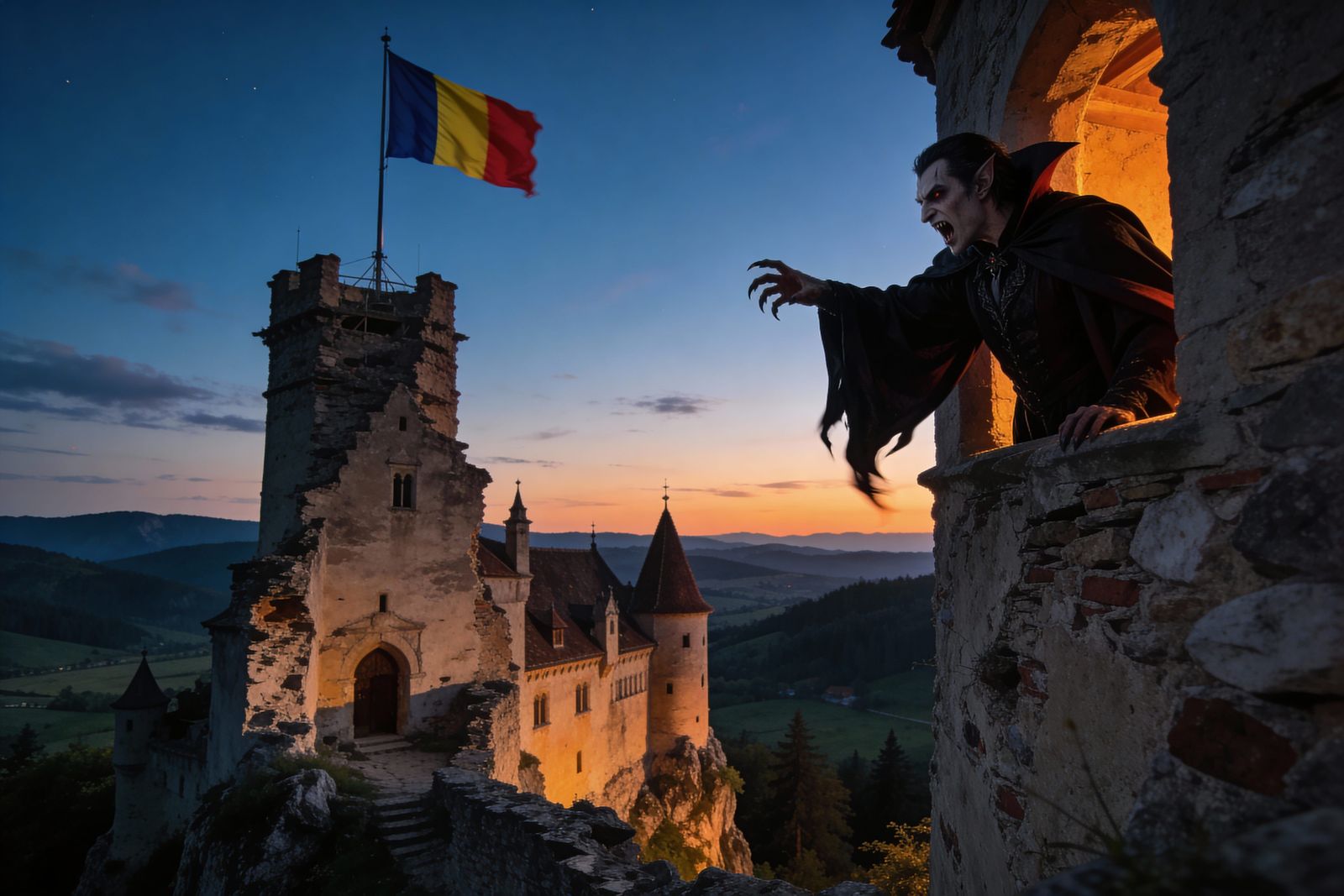 Dracula Castle at Twilight with Vampire Awakening