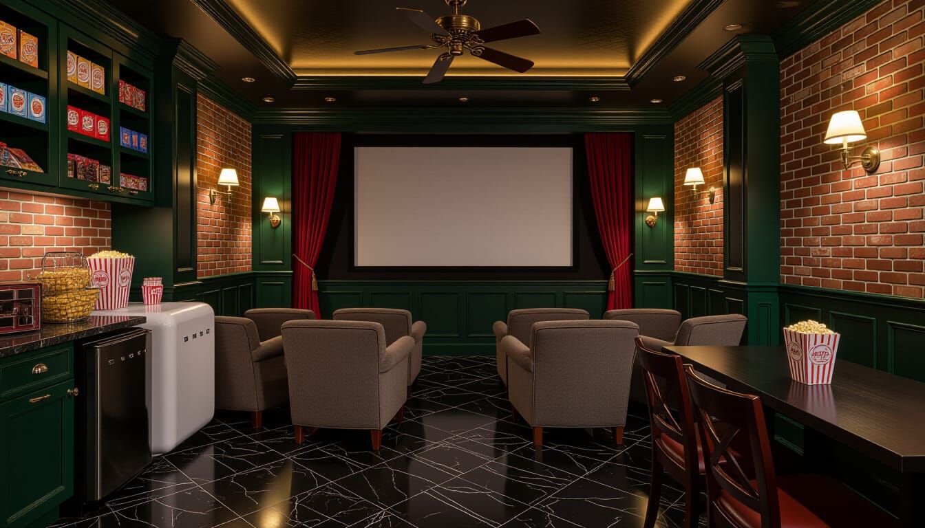 Victorian Cinema Room with Vintage Decor
