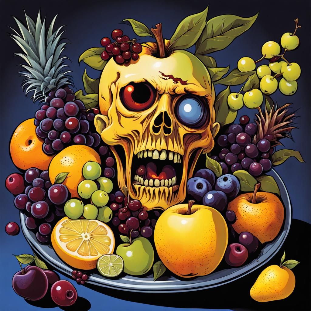 Zombie Fruit Hybrid in Graphic Novel Style