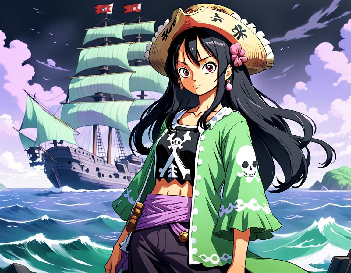 Mexican Pirate Woman in One Piece Anime Style