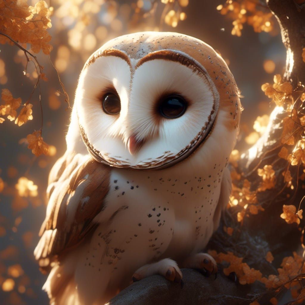 Anthropomorphic Barn Owl Portrait in 3D Style