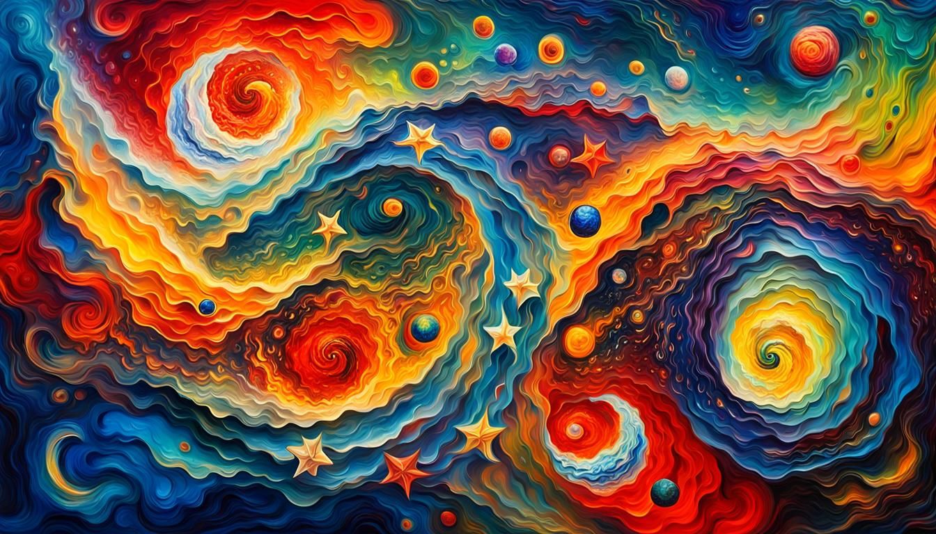 Vivid Stars in Impasto Style with Liquid Maelstrom