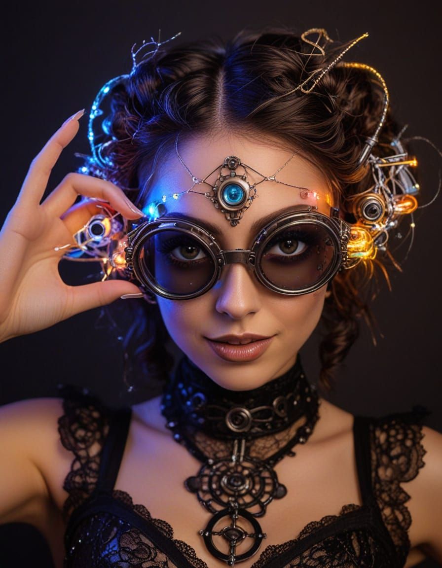 Electric Steampunk Goddess Radiates Fun and Glitter