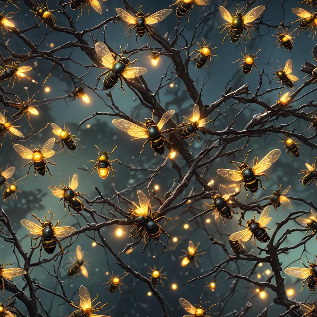 Fantastical Lightning Bugs in Detailed Matte Painting