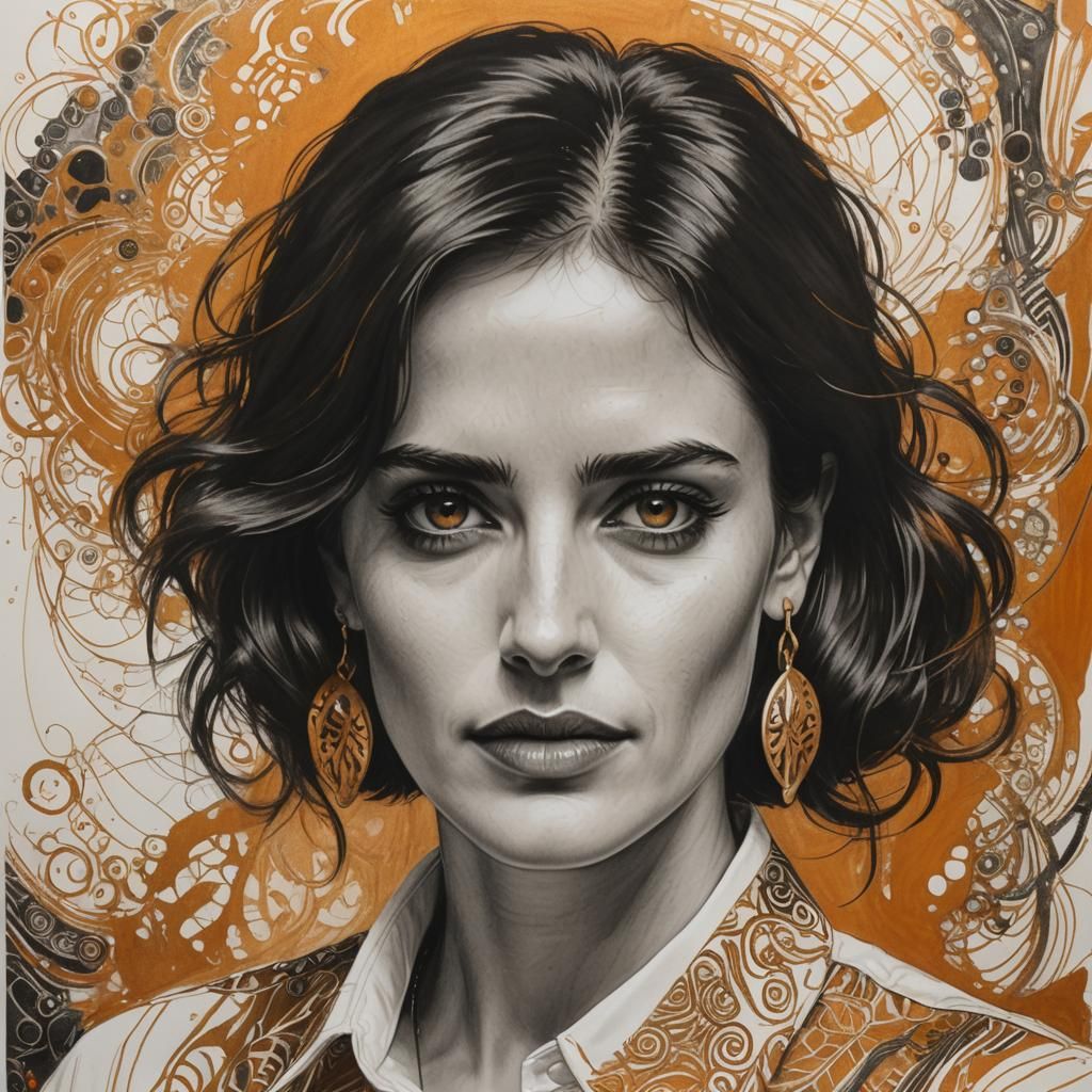 Expressive Charcoal Portrait of Woman with Short Hair