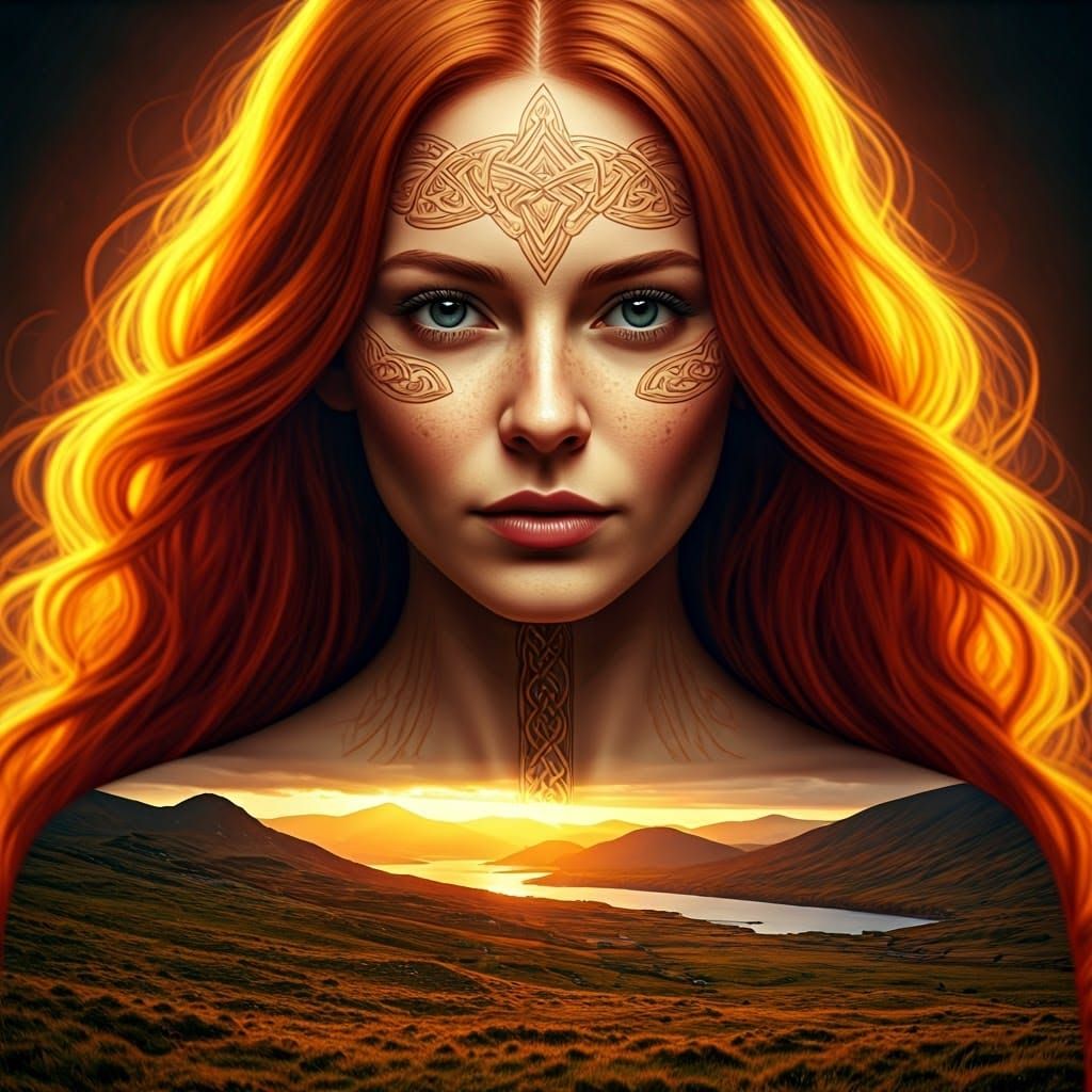 Celtic Goddess Brigid in Golden Light