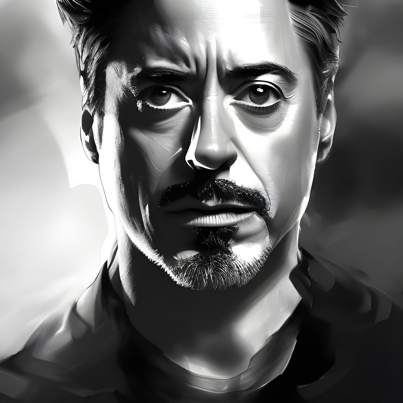 Monochrome Portrait of Robert Downey Jr. in Art Nouveau Styl...