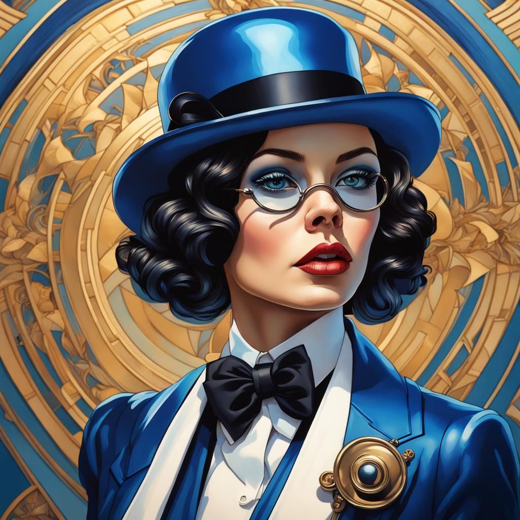 Art Deco Woman in Tuxedo Portrait