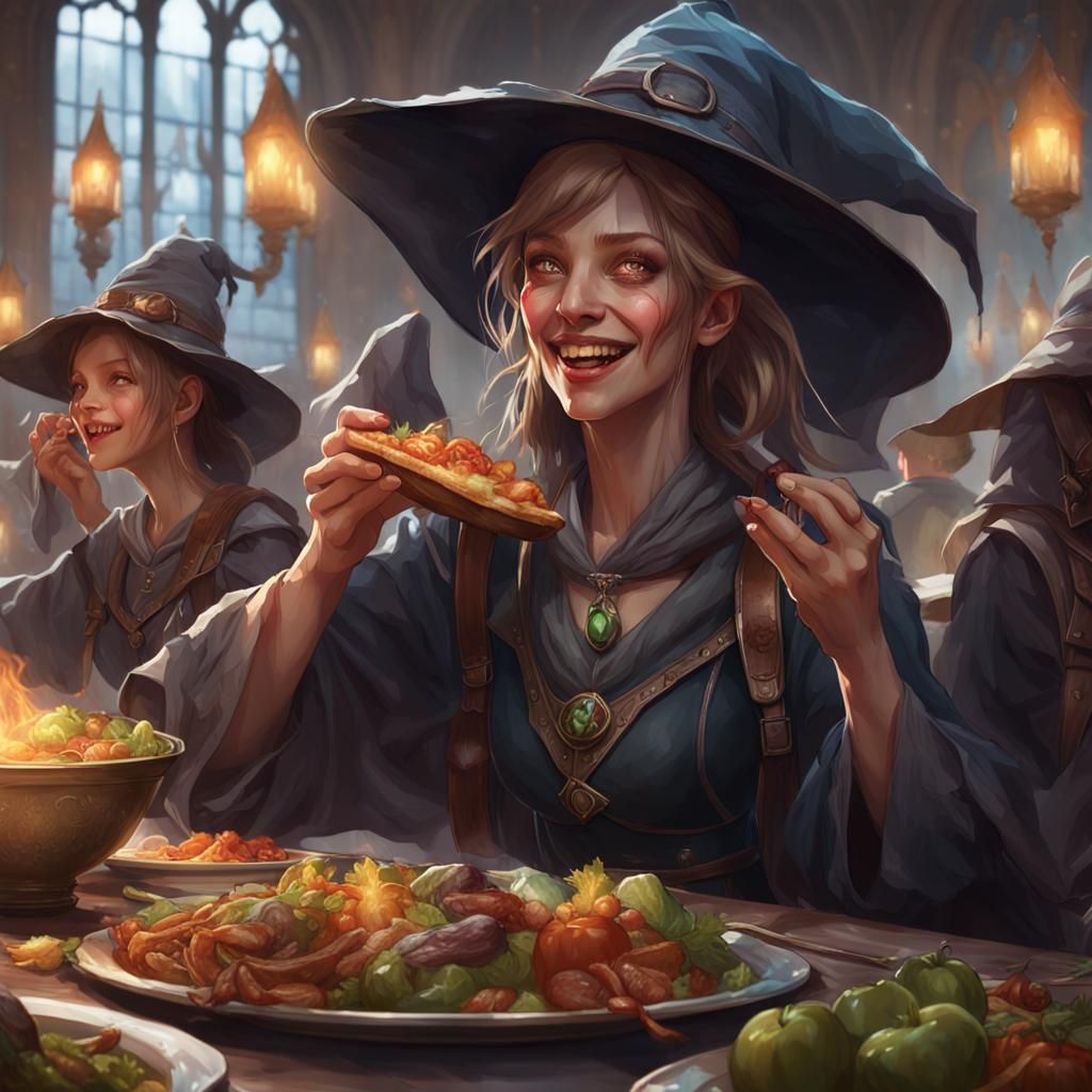 Witches' Feast: A Hyperdetailed Art Nouveau Portrait