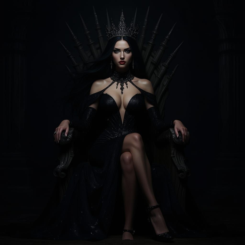 Dark Fantasy Queen on Bone Throne